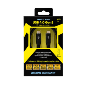 Cablu de date USB-C, 4.0 Gen3, Fast Charging 240W, 40Gbps, Împletitură Kevlar, Conectori din Aur, 1m, Negru